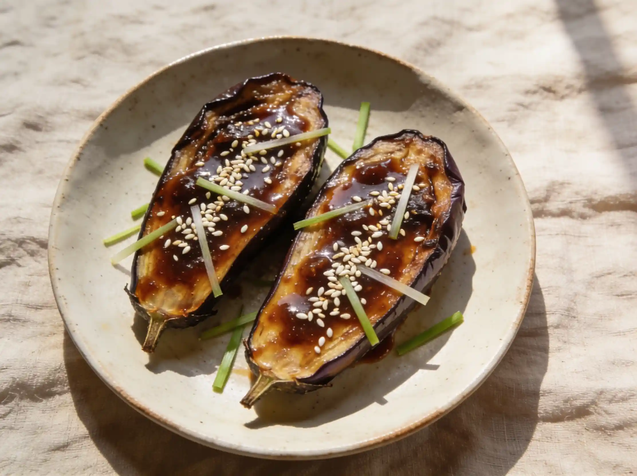 Nasu Dengaku — aubergines laquées au miso glacé